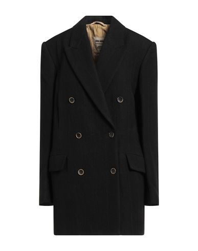 Uma Wang Woman Coat Black Size M Virgin Wool, Linen, Cotton In Black