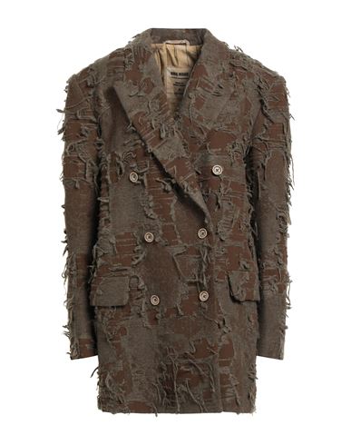 Uma Wang Woman Coat Khaki Size M Virgin Wool, Wool, Cotton, Polyamide In Brown