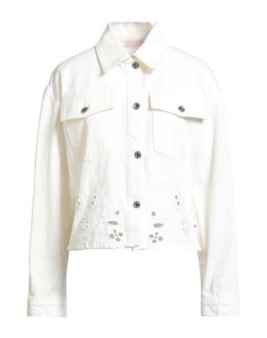 Liu •jo Woman Denim Outerwear White Size 6 Cotton In White