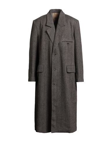 Uma Wang Man Coat Taupe Size M Virgin Wool In Black