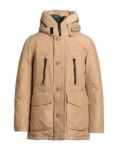 Woolrich Man Coat Sand Size L Cotton, Polyamide In Sand