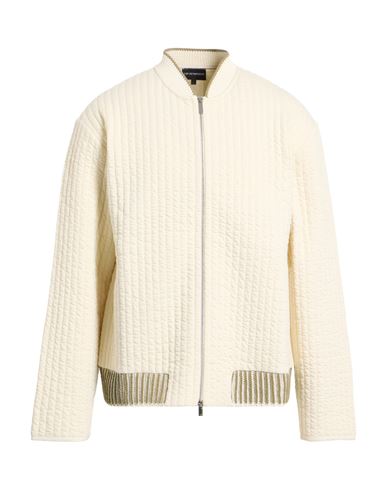 Emporio Armani Man Jacket Cream Size L Cotton, Polyester, Elastane In White