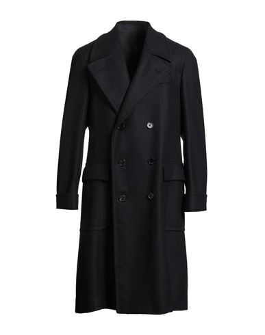 Caruso Man Coat Midnight Blue Size 42 Wool, Cashmere In Black