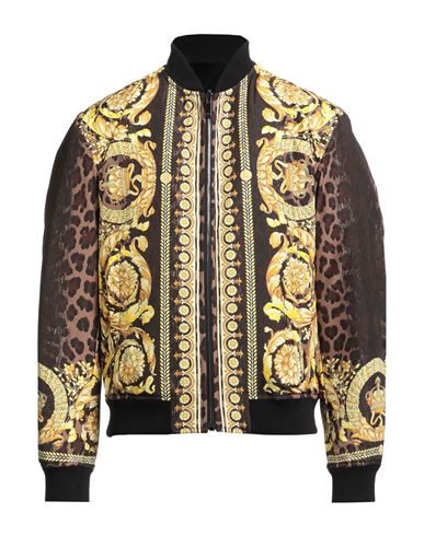 Versace Reversible Bomber Jacket With Ribbed Accents In Multi