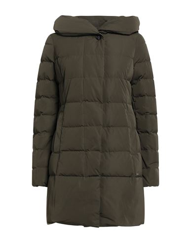 Woolrich Woman Puffer Dark Green Size Xs Polyester In Gray
