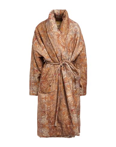 Uma Wang Woman Coat Brown Size S Virgin Wool, Linen, Polyamide In Brown