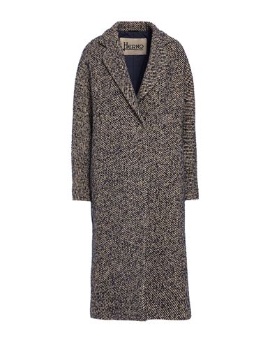 Herno Woman Coat Midnight Blue Size 4 Wool, Acrylic, Polyester, Polyamide, Elastane In Blue