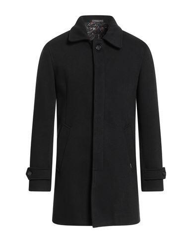 Gianni Lupo Man Coat Black Size 36 Polyester, Viscose, Wool In Black