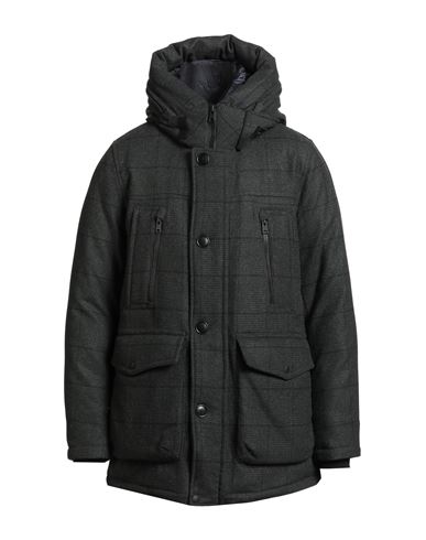 Woolrich Man Puffer Military Green Size L Wool, Polyester, Polyamide In Black