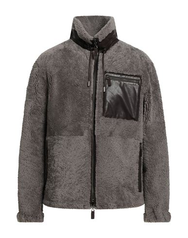 Emporio Armani Man Jacket Grey Size 44 Shearling In Brown