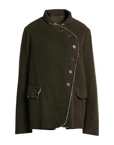 H+ Hannoh Wessel Woman Coat Military Green Size 8 Virgin Wool, Cashmere In Green