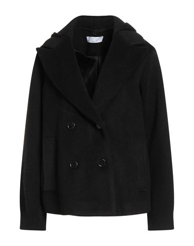Kaos Woman Coat Black Size 10 Acrylic, Polyamide, Mohair Wool, Viscose, Metallic Fiber In Black