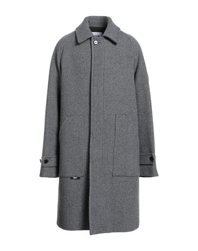 Msgm Man Coat Charcoal Size 44 Wool, Polyamide In Gray