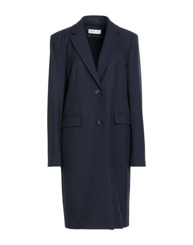 Caractere Caractère Woman Overcoat & Trench Coat Navy Size 14 Polyester, Viscose, Elastane In Blue