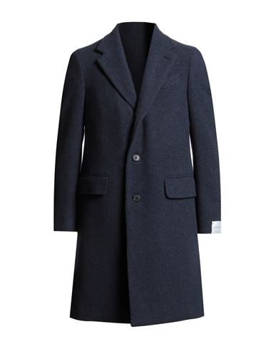 Caruso Man Coat Slate Blue Size 42 Wool, Cashmere In Blue
