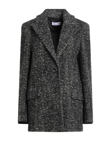 Caractere Caractère Woman Coat Black Size 14 Virgin Wool, Polyester, Polyacrylic, Wool In Black