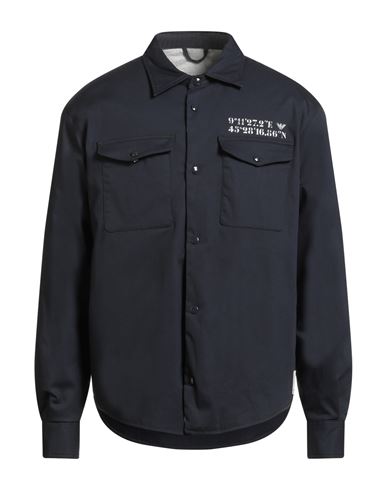 Emporio Armani Man Jacket Navy Size 44 Cotton, Elastane In Blue