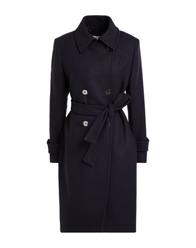 Caractere Caractère Woman Coat Navy Size 6 Virgin Wool, Polyamide In Blue