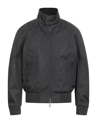 Fendi Man Jacket Chocolate Brown Size 40 Polyester, Cotton, Polyurethane Resin In Black