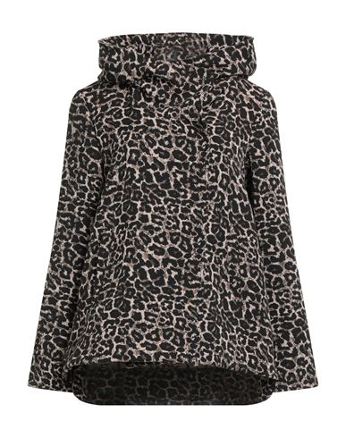 Le Streghe Woman Coat Dark Brown Size L Cotton, Polyester In Gray