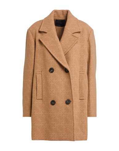 Pinko Woman Coat Camel Size 10 Wool, Polyamide, Polyester In Neutral