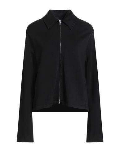 Jil Sander Woman Jacket Black Size 4 Viscose, Virgin Wool, Polyamide, Elastane In Blue