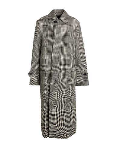 Burberry Long Warped Houndstooth Car Coat In Gray