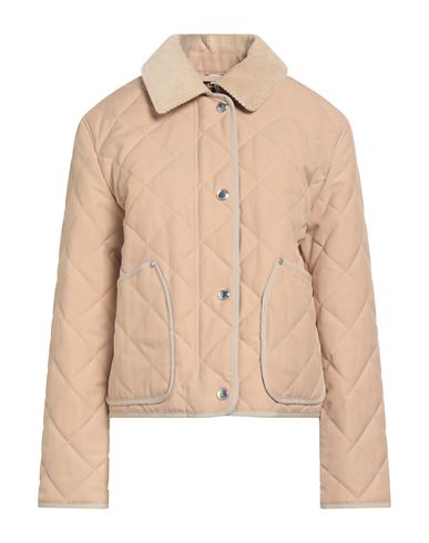 Burberry Lanford Corduroy Collar Quilted Jacket In Pink