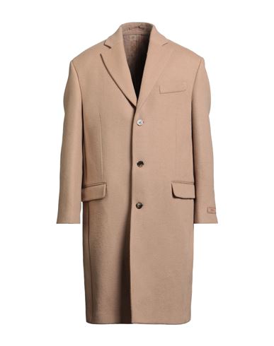 Versace Man Coat Camel Size 40 Virgin Wool, Cashmere In Pink