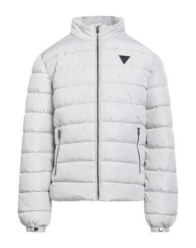 Guess Man Puffer Light Grey Size M Polyester In Gray