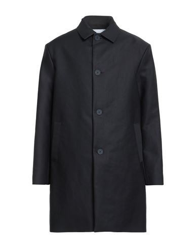Maison Kitsuné Man Overcoat & Trench Coat Navy Size S Cotton In Black