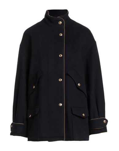 Sealup Woman Coat Midnight Blue Size 8 Wool, Cashmere In Black