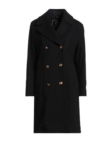 Sealup Woman Coat Black Size 8 Wool, Cashmere In Black