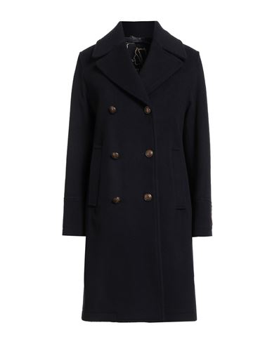 Sealup Woman Coat Midnight Blue Size 10 Wool, Cashmere In Black