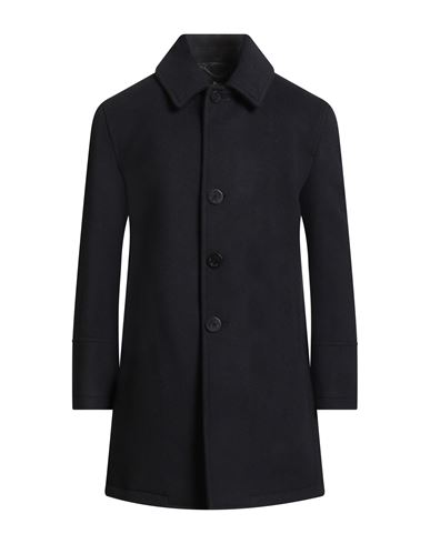 Sealup Man Coat Midnight Blue Size 48 Wool, Cashmere In Black
