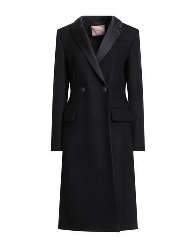 Twinset Woman Coat Black Size 4 Wool, Polyamide, Polyester In Black