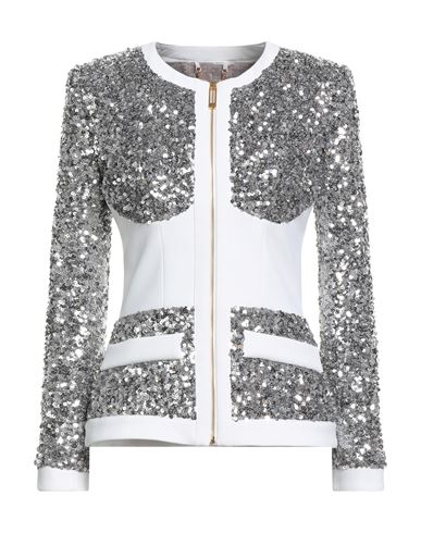 Elisabetta Franchi Woman Jacket Silver Size 8 Polyester, Elastane In Silver