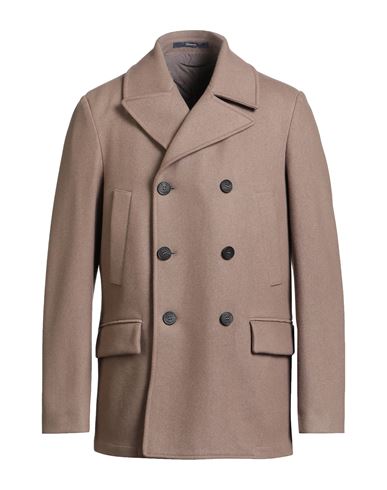Drumohr Man Coat Taupe Size 44 Wool, Polyamide In Gray