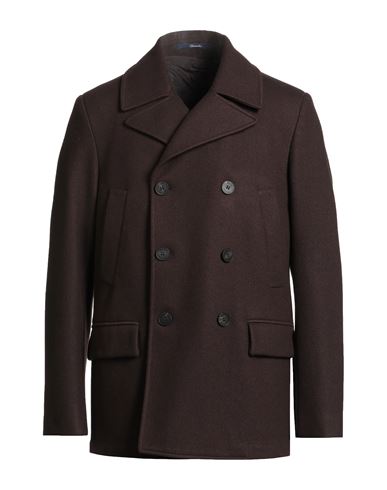Drumohr Man Coat Chocolate Brown Size 38 Wool, Polyamide In Brown