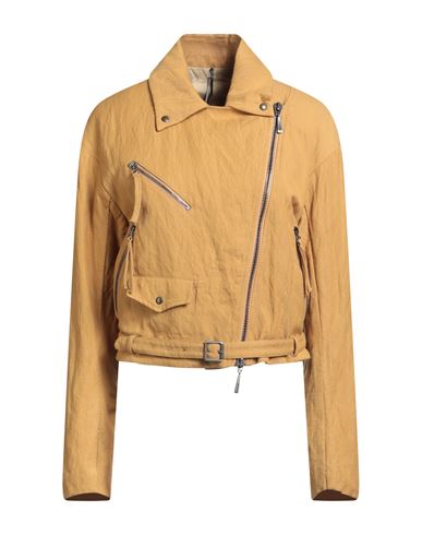 Masnada Woman Jacket Mustard Size 4 Cotton, Wool, Metallic Fiber In Brown