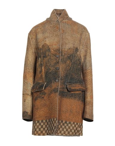 Masnada Woman Coat Mustard Size 4 Wool, Polyamide In Brown