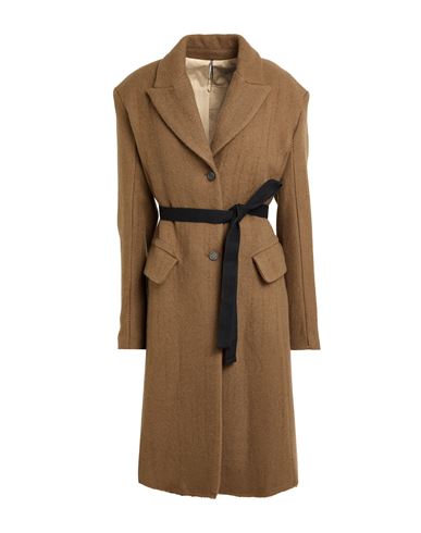 Masnada Woman Coat Khaki Size 6 Wool, Polyamide In Multi