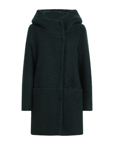 Sopi Woman Coat Dark Green Size 6 Polyester, Acrylic, Virgin Wool, Mohair Wool In Green