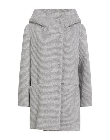 Sopi Woman Coat Light Grey Size 12 Polyester, Acrylic, Virgin Wool, Mohair Wool In Gray