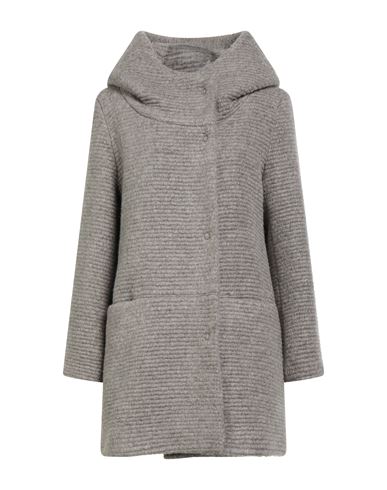 Sopi Woman Coat Taupe Size 12 Polyester, Acrylic, Virgin Wool, Mohair Wool In Gray