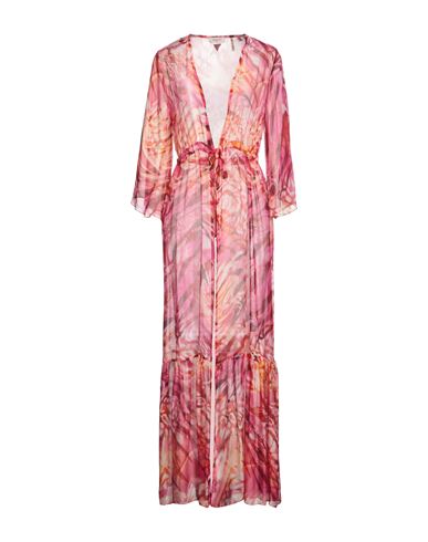 Guess Woman Overcoat & Trench Coat Fuchsia Size L Viscose, Silk In Multi