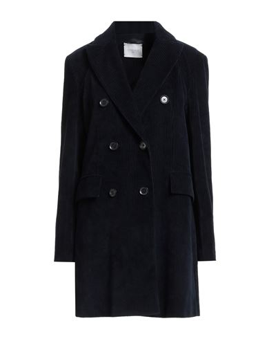 Circolo 1901 Woman Coat Black Size 10 Cotton, Polyester In Blue