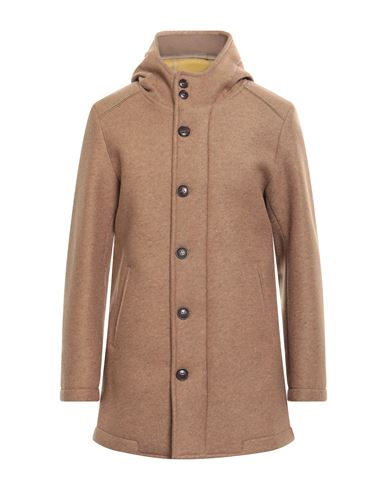 Barbati Man Coat Camel Size 42 Viscose, Polyester, Acrylic, Wool, Elastane In Sand