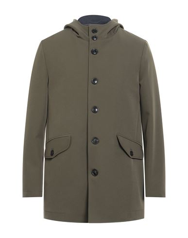 Barbati Man Coat Military Green Size 40 Polyester, Elastane In Green