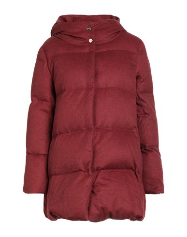 Herno Woman Puffer Burgundy Size 12 Silk, Cashmere In Red